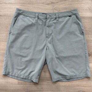 Travis Mathew Mens 38 Green Micro‎ Stripe Performance Golf Chino Shorts Casual
